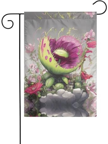 Wzywhj Neon-Venus-Fliegenfalle Druck, Sommer-Gartenflagge, doppelseitig, Dekoration, Innenhof, 30,5 x 45,7 cm