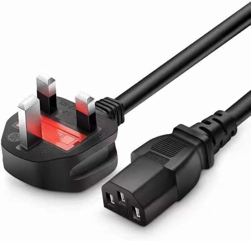 Premium UK 3 Pin Plug to IEC C13 Power Cable Lead – 13A Fused Heavy Duty Mains Power Cord for PC, Monitor, Printer, TV, Kettle, Computer, Server, Desktop (Desktop cable 2 meter)