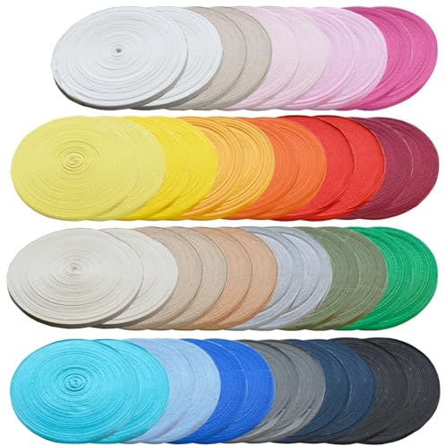 Sikweny 44 Stück Schrägband Baumwolle Stoffband Nähen Baumwolle Gurtband Fischgration Twill Ribbon 22 Mixed Farbe Gurtband Tape Bänder Fischgräten Webbings für Rucksäcke Nähen Taschenband DIY Basteln