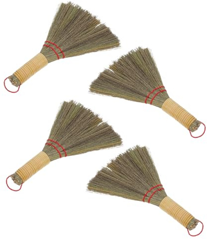ORFOFE 4pezzi Scopa Frusta Piccola Manuale Frusta di Paglia Portatile per Pulizia Interna su Scrivania Letto Divano e Rimozione Delicata di Polvere per Casa e Ufficio