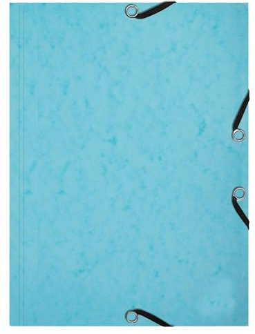 Exacompta - Art.-Nr. 555662E – 1 Mappe mit 3 elastischen Klappen mit Gummizug, Aquarel + 25 Karteikarten A5, speziell für eine Organisation nach Thema oder Material, Pastellblau