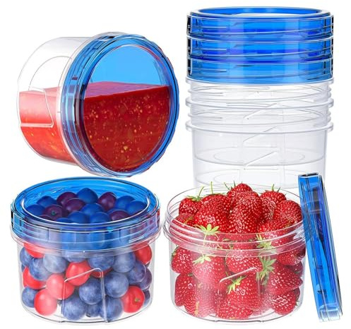 Rainway Piccoli contenitori per alimenti, 6 * 16 OZ contenitori in plastica con coperchi, contenitori per alimenti riutilizzabili, contenitori per alimenti impilabili e a prova di perdite