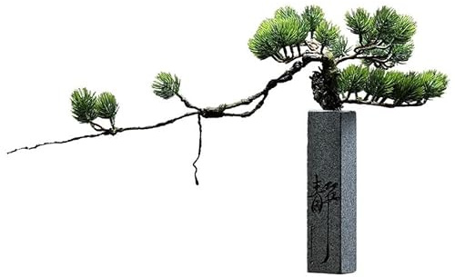 Faux trädsimulering av välkomnande tallväxten kreativ kontor kinesisk sten konst vas heminredning dekoration ornament faux växter inomhus (a)