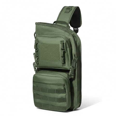 DONGKER Köcher für Pfeile, Erweiterbarem Sling Rucksack für Recurvebogen | Erweiterbares Bodenfach, Molle-Befestigungspunkte, Verstellbarer Schultergurt, Robustes Oxford-Gewebe, Große Kapazität