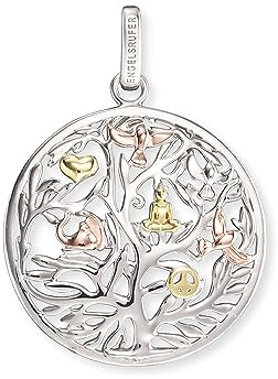 Engelsrufer Lebensbaum Anhänger für Damen 925er-Sterlingsilber Tricolour rosé- und gelbvergoldet 33 mm