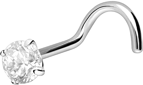 PIERCINGLINE 750er GOLD Nasenpiercing Spirale 18 KARAT 3 mm KRISTALL Piercing Nase Stecker Weißgold