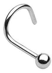 Paula & Fritz® Piercing-s Nase Spirale Silber Nasenpiercing-s Stecker Nasen-Ring Nostril Nasenflügel Schmuck Chirurgenstahl Kugel Ball 0,8-mm 1,0-mm