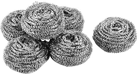 sourcing map 6 Stück topfreiniger Küche Pot Schwenk Edelstahl-Draht Beizen Pad Scheuer 4cm Durchmesser de