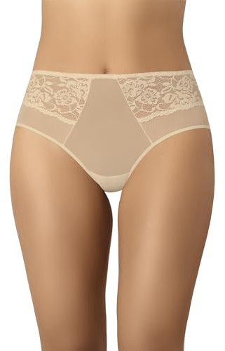 Teyli Culotte Femme Taille Haute Confortable – Culotte Classique en Résille avec Détails en Dentelle – Slip Transparent Parfait pour Un Usage Quotidien.