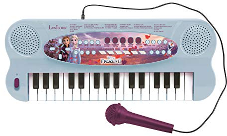 Lexibook, Frozen, Electronic Keyboard, 32-Keys Piano, Microphone for Singing, 22 Demo Songs, Battery Operated, Blue/Purple, K703FZ