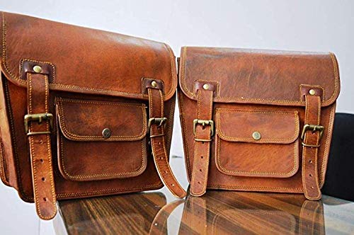 american blue borsa da sella in vera pelle per set moto da 2 borse