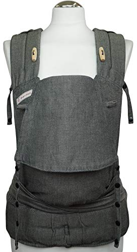 Babytrage Fräulein Hübsch SoftTai V2 Babysize Graphite ab Geburt bis Kleinkindalter (Gr. 50/56-80/86) - ergonomisch wie im Tragetuch - Bauch- & Rückentrageweise möglich - passt Mama&Papa