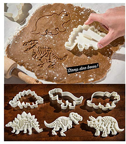Yulakes 3 Stück 3D Dino Keksausstecher, Dinosaurier Ausstechformen Set, 3D Plätzchen Ausstecher für Kinder Geburtstag Dino Party Deko