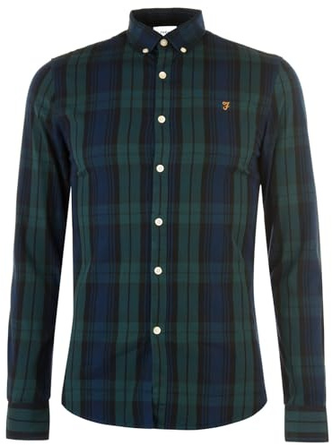 Farah Mens Brewer Slim Fit Cotton Oxford Shirt, Woodland Pine, L UK