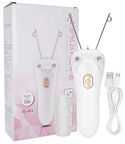 Threading Machine, Elektro Gewinde Epilierer, Gesichtshaarentferner Usb Aufladung Baumwollfaden Epilierer Knopfschalter Designs Einfache Und Bequeme Bedienung (Host + Baumwollfaden + Usb Kabel)(Gold)