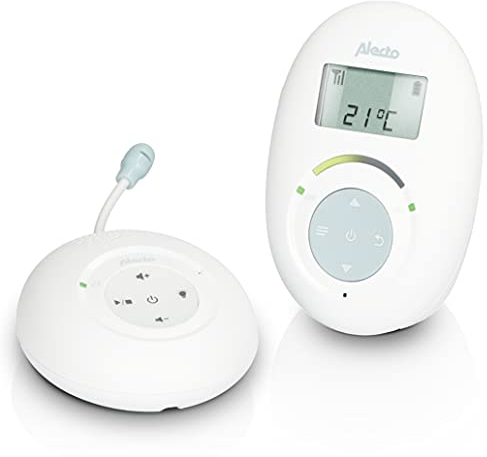 Alecto DBX120 Babyphone Audio - DECT Babyphone - sichere und störungsfreie Verbindung - Gegensprechfunktion - 5 Schlaflieder - VOX-Funktion - strahlungsarm - weiß/blau