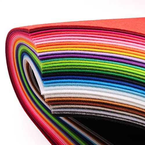 Yimihua Filzstoff, Filz Stoff Bastelfilz Farbig Filz Blätter Vliesstoff 40 x 50 cm Kinder DIY Zubehör zum Handwerk Nähen Projekte,2mm Dicker (Color:Mix 30 Colors)