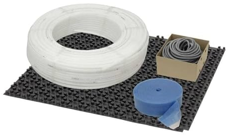 Fußbodenheizung Warmwasser Set 50m² Noppensystem 30 mm Dämmplatte PE-RT Rohr VA10 Zubehör