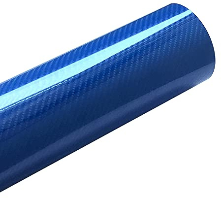 ikasus 5D Carbon Fiber Autofolie Auto Folie Blasenfrei mit Luftkanälen Vinyl Wrap Auto Schutzfolie wasserdicht Anti-UV DIY Auto Schutzfolie autoaufkleber Dekorieren, 50cm x 152cm, blau