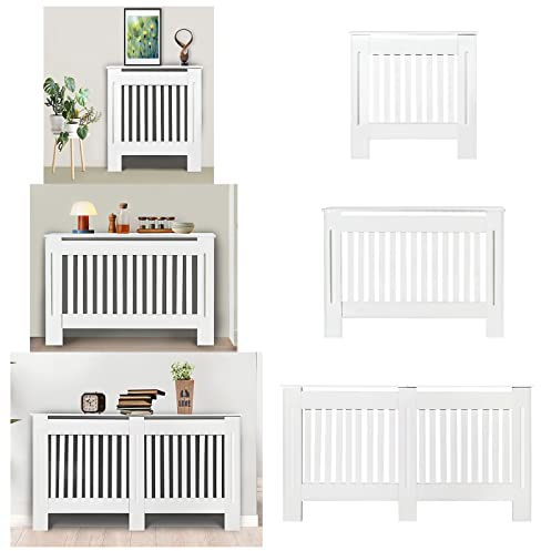 Jupitor Small Radiator Cover White Modern MDF Cabinet, Heating Cover Radiator Covers Horizontal Slat Grill Living Room Bedroom Hallway Cabinet Kitchen Radiator Shelf Radiator Table, 32× 31 × 7
