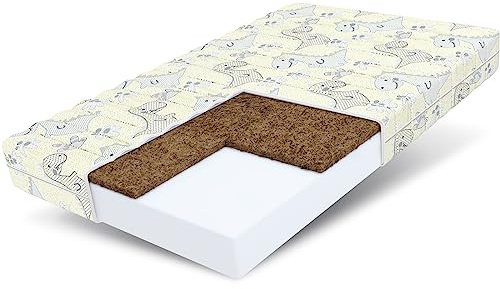 FDM Calm Matratze 80x200 cm Kaltschaum Kindermatratze Höhe 10 cm Härtegrad H3 H4 Öko-Tex Allergikergeeignet Bezug Waschbar Kokosfaser-Einlage Matratzenbezug Dino