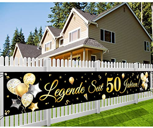 50. Geburtstag Banner, Legende Seit 50 Jahren Glitzerbanner | Gold Deko 50 Geburtstag Lange Banner für Männer und Frauen 50. Geburtstagsfeier Party, 300 * 50cm