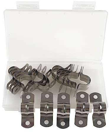 HVDHYY 16mm 304 Edelstahl-Rohrschellen zur Befestigung der Schlauchinstallation, Rohrschelle, 16mm U-förmige Rohrschelle, geeignet für Zuhause, Garten, Innen- und Außenbereich (16mm 20 Stück) …