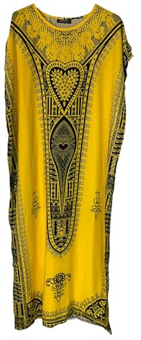 Kiran Fashion New Womens Long Maxi Cotton Kaftan Dress Summer Dashiki African Beach Cover One Size