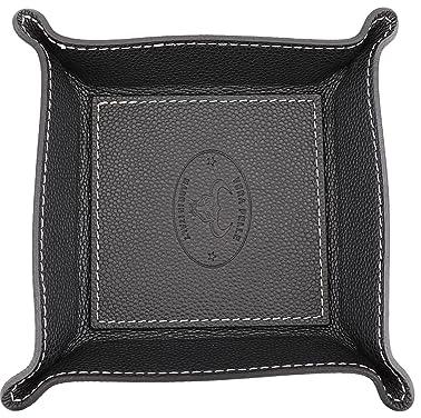 SH Leder Lederschale Taschenleerer aus Echtleder Handgearbeitet Ledertablett Aufbewahrungsbox Storage Box Quadrat Tablett für Schmuck Geldbörsen Schlüssel Münzen Handys Abi G276 16x16cm (Schwarz)