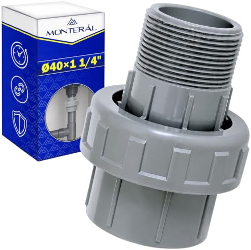 Abnehmbare Muffe PVC U Ø 40 mm x 1 1/4” Besteht aus 3 Teilen | Hat eine Klebeverbindung und Innengewinde - Garantie 10 Jahre - MONTERAL