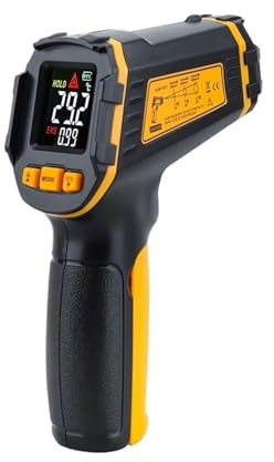Termometro digitale a infrarossi Misuratore di temperatura laser Pirometro senza contatto Imager Igrometro Termometro IR Allarme luce LCD a colori (Color : ST390)