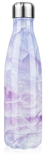 Bottiglia Acqua in Acciaio Inox, Borraccia Termica Senza BPA Bottiglia Termica Isolamento Sottovuoto a Doppia Parete Borracce Per 24 Ore Fredde e 12 Ore Calde (Marmo Viola, 500ml)