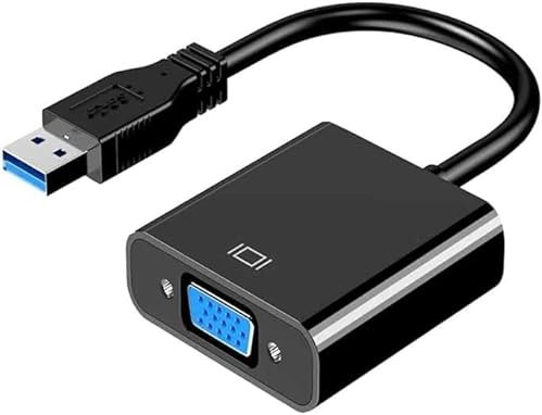 GERUI Adattatore da USB a VGA, convertitore da USB 3.0/2.0 a VGA, convertitore video HD 1080P, per PC, laptop, HDTV, compatibile con Windows XP/7/8/8.1/10
