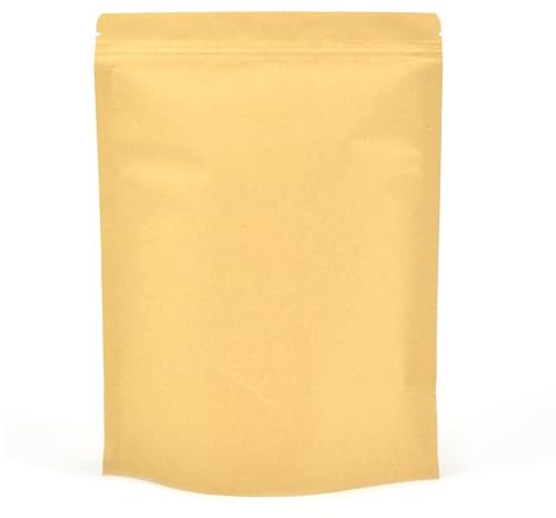 Evergreen Goods - Sacchetti riutilizzabili per alimenti (170 x 240 mm), foderati in carta kraft, richiudibili, con chiusura a zip, sigillatura termica, tacca a strappo e chiusura a cerniera, per