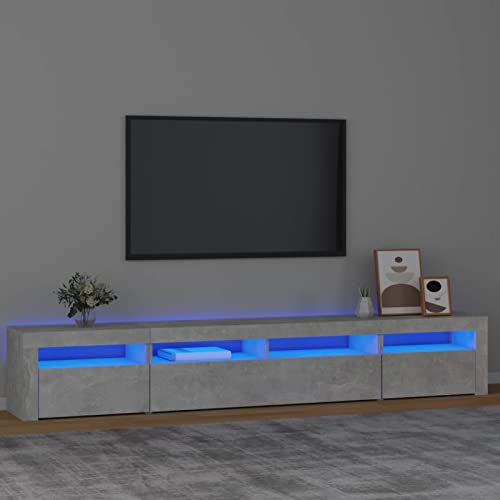 IKAYAA Mobile Porta TV con LED 240 cm Moderno Armadio per TV Supporto TV per Soggiorno o Salotto-Grigio Cemento-240 x 35 x 40 cm