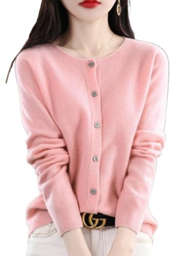 QingxingFa Cardigan à Manches Longues en Cachemire avec Boutons sur Le Devant, Pulls élastiques en Tricot Doux et Chaud, Pulls Cardigan en Cachemire pour Femmes