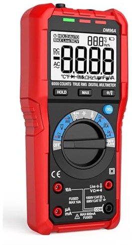 Inductancemètre Multimètre numérique intelligent, voltmètre, courant alternatif, tension, testeur multiple, plage automatique, 6000 points, LCD, NCV, condensateur Firewire Puissance de calcul de haute