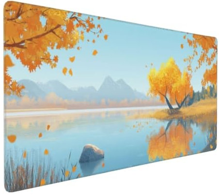 Herbst See Mauspad XXL, Großes Mousepad 700x300x3mm Rutschfeste Schreibtischunterlage, Präzises und langlebiges Large Mouse pad,Improved Precision Rutschfeste Gummibasis, für Mauspad Home Office k-428