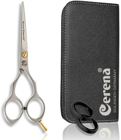 Cerena© Cobra Silver frisörsax 14 cm (5,5 tum) – högkvalitativ hårklippningssax – professionell hårsax solingen för frisörer och hårstyler med fodral