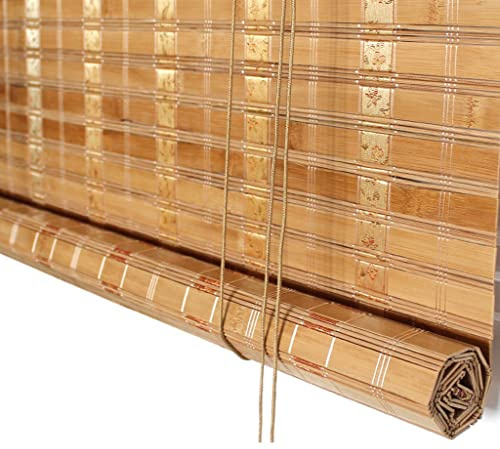 Rideau romain en bambou pour terrasse/fenêtre/porte - 80 % occultant - Filtrage de la lumière - Anti-UV - Imperméable - Idéal pour porche extérieur/pergola - Bambou