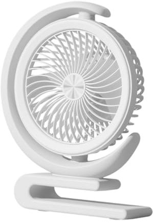 Milageto Ventilador de Escritorio Recargable de Trabajo Largo con luz Nocturna 3 velocidades 360 ° Ángulo Ajustable para Acampar Oficina de Viaje de, Blanco