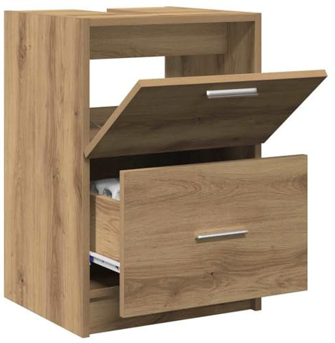 vidaXL Meuble sous Évier avec tiroir Chêne Artisanal 40 x 37 x 59 cm, Meuble de Salle de Bain, Style Rustique pour Un Rangement rangé, Meuble lavabo Pratique, Allie Design et utilité.