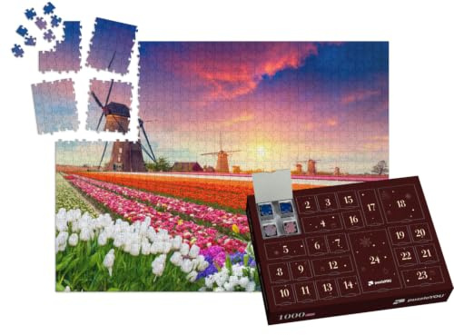puzzleYOU: Puzzle-Adventskalender | „Tulpen und Windmühlen, Niederlanden“