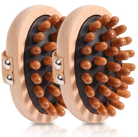 2pcs Meridian Pressure Brush, Handheld Wooden Body Massager Brush Hair Massage Comb Scalp Massage Tools for Head Belly Fat Body Shaping Muscle Fascia Pain Relief