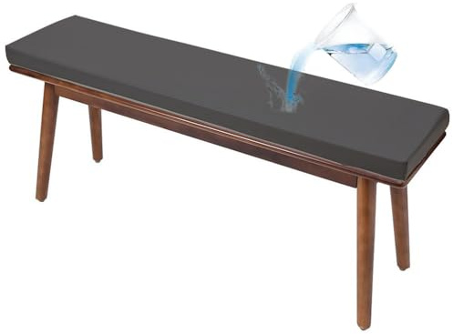 Wasserfestes Leder-Bankkissen, für den Außenbereich, rutschfest, waschbar, Stuhlkissen, Dunkelgrau, 110 x 50 x 8 cm, perfekt für Terrassen- und Deckmöbel