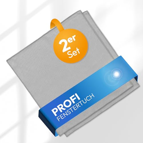Wowtowelz Streifenfrei reinigen nur mit Wasser - Fensterputztücher für Glas, Auto, Küche, Bad - Clear Pro Fenstertuch Set 2er Set Grau 40x40 cm