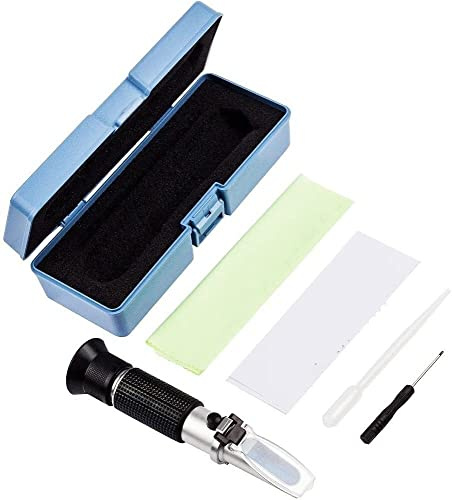 Refraktometer, Bier-Würze-Refraktometer, Brix/spezifisches Schwerkraftrefraktometer for Bierbrauen, zwei Skala (0-32%, Würze 1.000-1.130)(With plastic case)