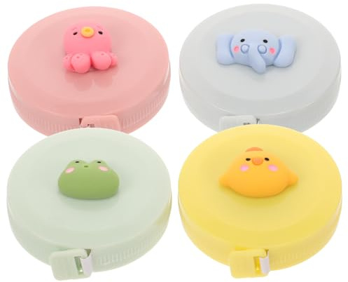 Veemoon Mètre Ruban Rétractable Automatique Mignon en Plastique, Mini Ruban Souple pour Mesurer le Corps, 4 Pièces, pour Couture et Mensuration Corporelle