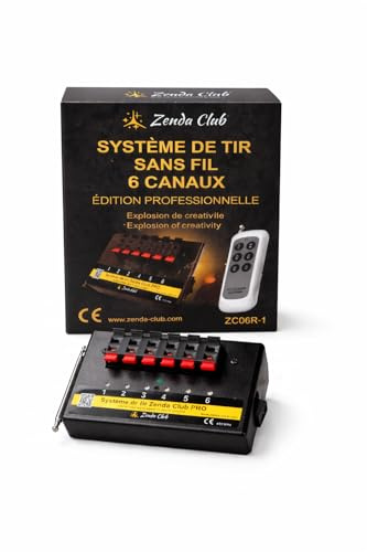 zenda club système d'allumage Feux d'artifice 6 Canaux Professionnel – Déclencheur Pyrotechnique 433 MHz – Télécommande Double – Feux d’Artifice, Mariage, DJ, Événement Pro