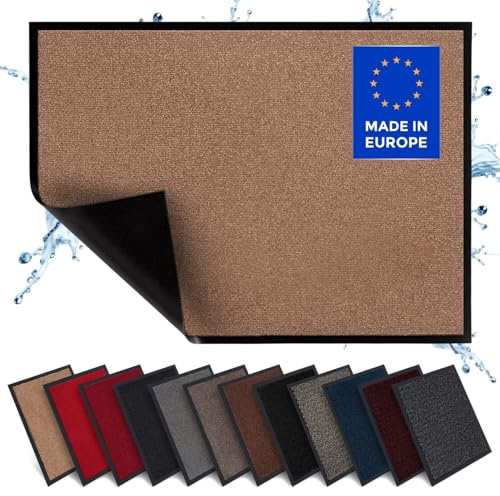 Carpet Diem Fußmatte Beige, 60x80 cm, rutschfeste Schmutzfangmatte | Fußmatte Eingangsbereich, Innen & außen, rutschfeste Türmatte, Schmutzfang Teppich für Haustür, Fußabtreter Qualität aus EU